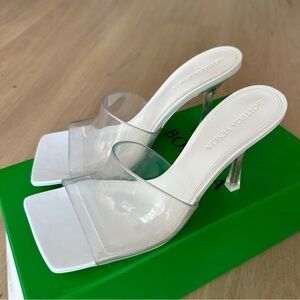 BOTTEGA VENETA WHITE CLEAR TRANSPARENT HEELS
